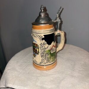 Vintage Ceramic Beer Stein with Lid Germany